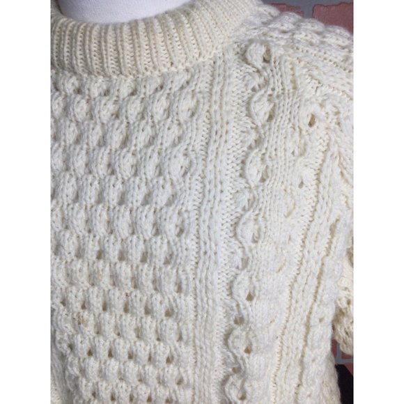 Vintage Bonner of Ireland Mens Cable Knit Fisherman Sweater Pure Wool Pullover B - Picture 2 of 9